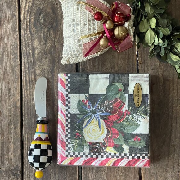 MacKenzie-Childs Hostess Gift Bundle – Courtly Check Cheese Spreader & Holiday N - Picture 4 of 13
